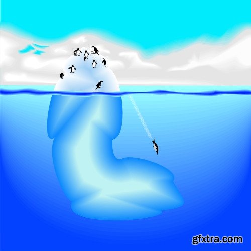 Collection of vector picture sea ice iceberg infographics 25 EPS