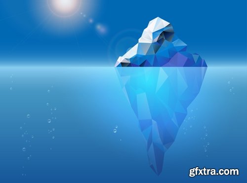 Collection of vector picture sea ice iceberg infographics 25 EPS