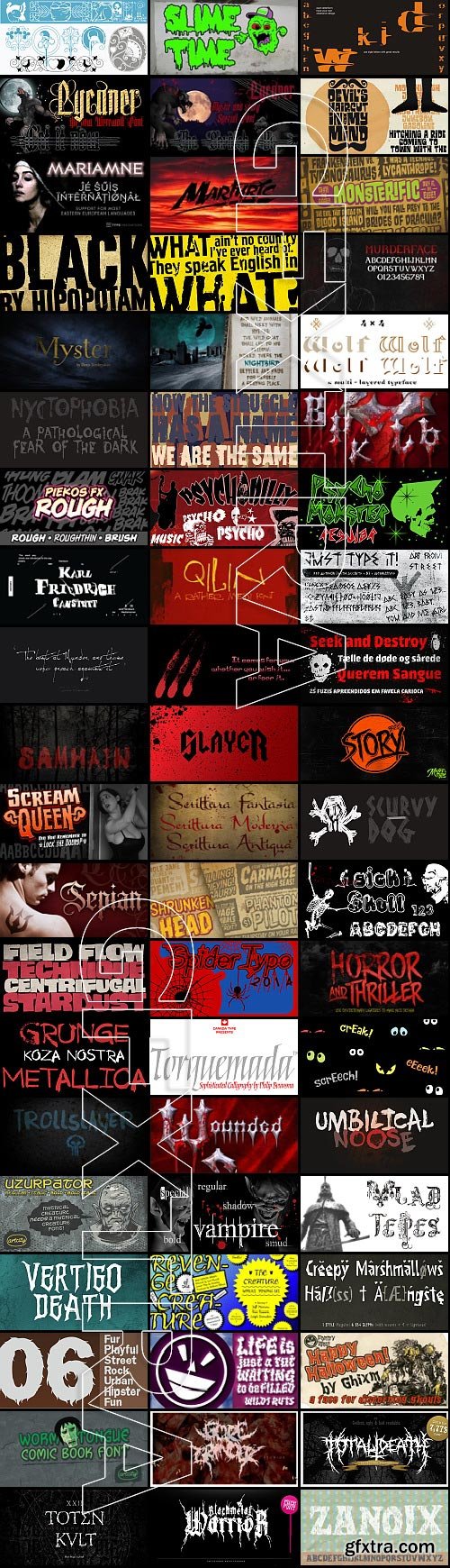 136 Halloween Horror Fonts Bundle 318xOTF $5000