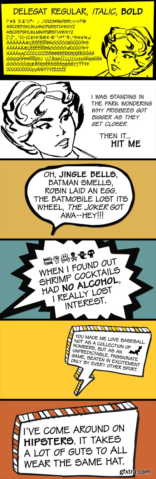 Delegat - Comic Book Lettering Handwriting Font 4xOTF $26 Delegat - Comic Book Lettering Handwriting Font 4xOTF $26