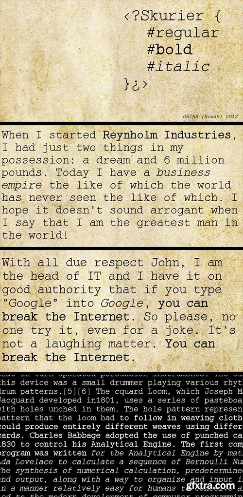 Skurier - Hand-Drawn Typewriter Fonts 3xOTF $26