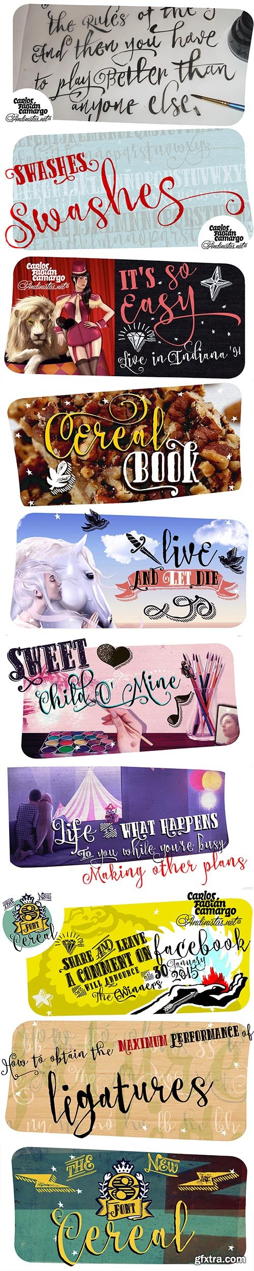 Cereal - Warm &amp; Craft Font Family 8xOTF $64 NEW!