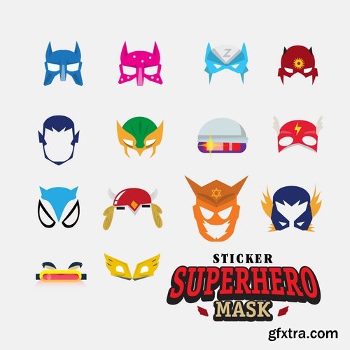 Collection of vector picture theatrical mask mask superhero icon 25 EPS