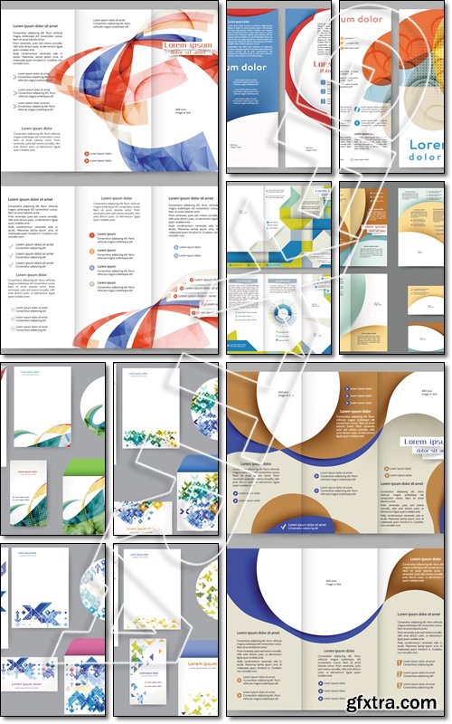 Set of colored abstract brochure template with abstract lines and waves for your business - Vector
