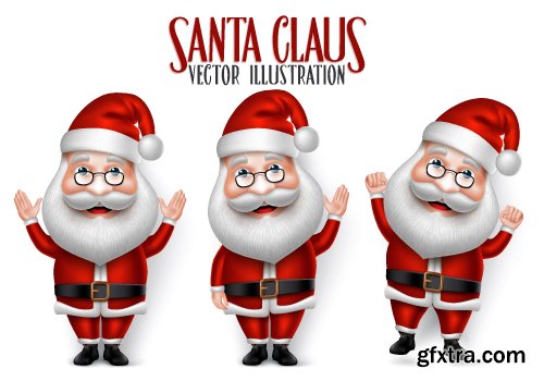 Santa Claus 3D Realistic Cartoon Character vector