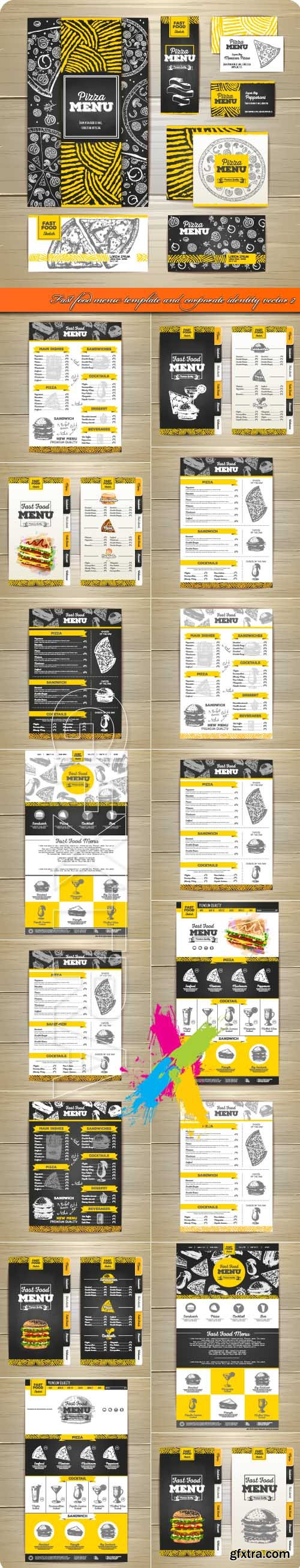 Fast Food Menu Template & Corporate Identity Vector 2, 16xEPS