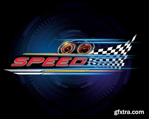 Speed, Racing &amp; Turbocharger Vector Concept, 25x EPS