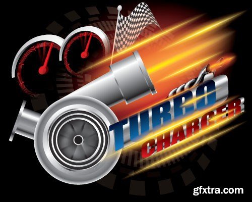 Speed, Racing &amp; Turbocharger Vector Concept, 25x EPS