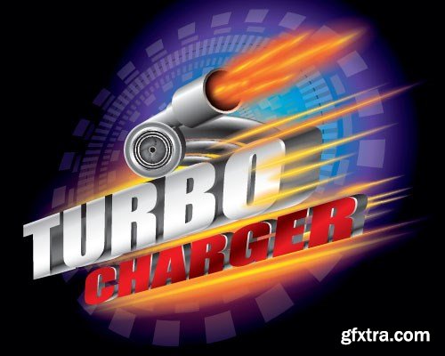 Speed, Racing &amp; Turbocharger Vector Concept, 25x EPS
