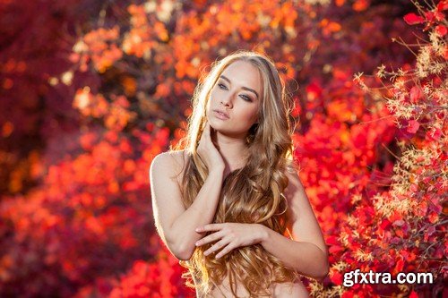 Girl on autumn background