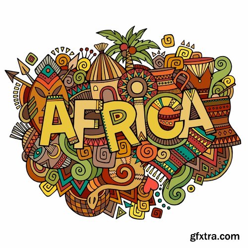 Hand-Painted Words &amp; Names of Countries 25xEPS