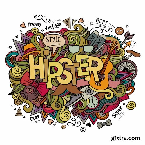 Hand-Painted Words &amp; Names of Countries 25xEPS