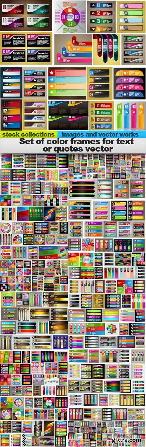 Set of color frames for text or quotes vector, 15 xEPS