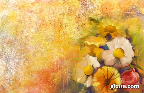 Abstract painting of spring flowers Hand-painted Still Life 11x JPEG