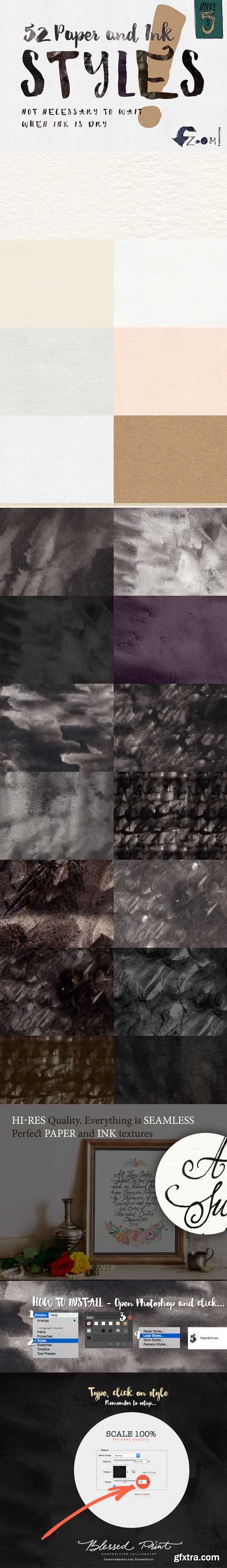 52 Paper&amp;Ink Photoshop Styles