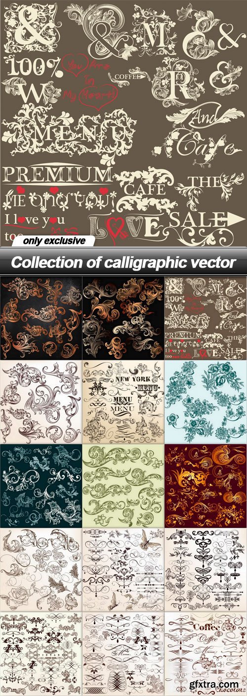 Collection of calligraphic vector - 15 EPS