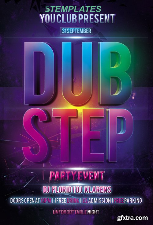 Dubstep Party Flyer PSD Template Dubstep Party Flyer PSD Template