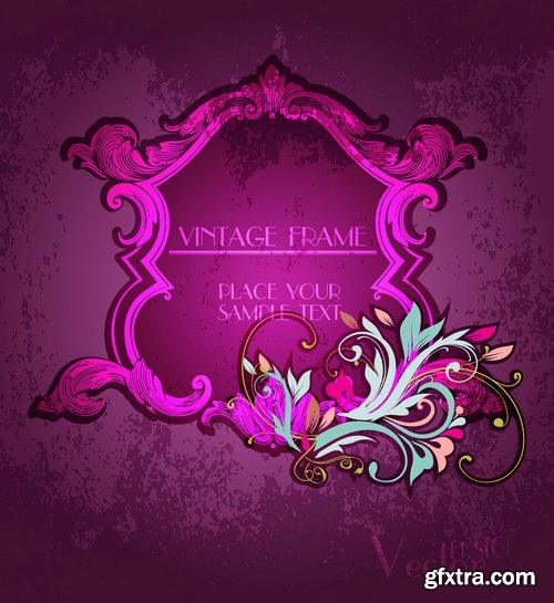Collection of vector old vintage picture frame calligraphic design elements decoration 25 EPS