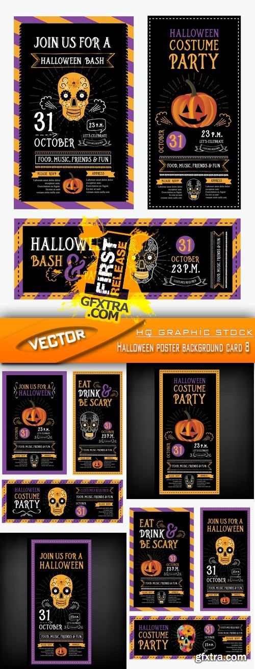 Stock Vector - Halloween poster background card 8