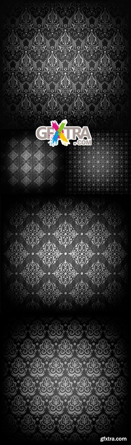 Black Floral Patterns Vector