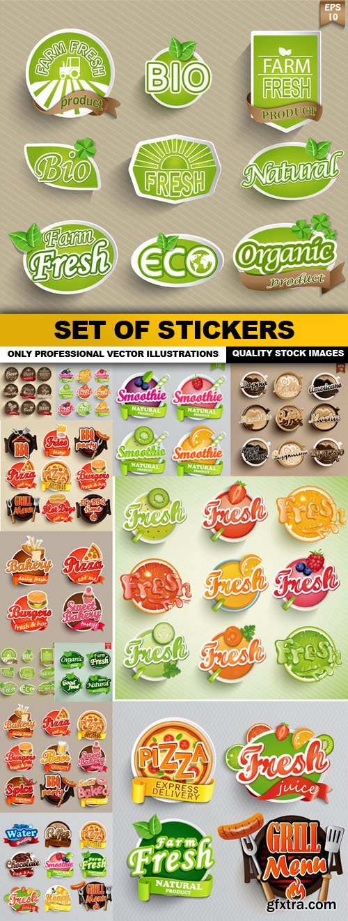 Set Of Stickers - 12 Vector