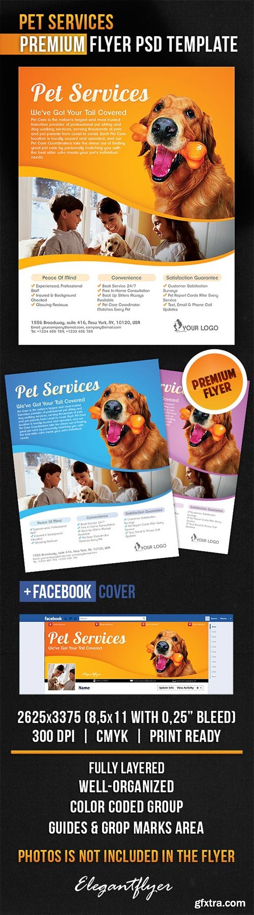 Pet Services Flyer PSD Template + Facebook Cover