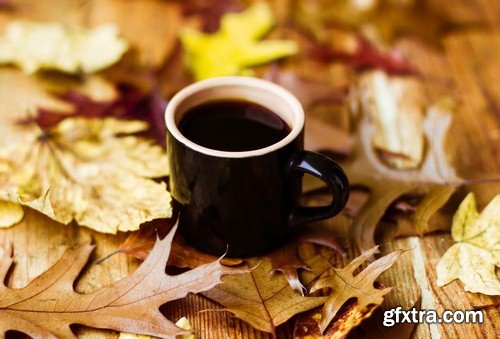 A cup of coffee on the autumn background 1