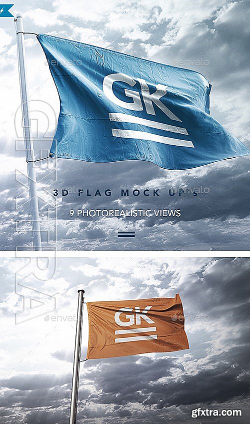 GraphicRiver - 9 Realistic 3D Flag Mock Ups 13313105