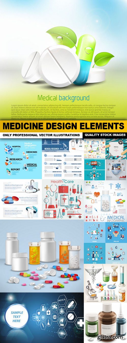Medicine Design Elements - 15 Vector