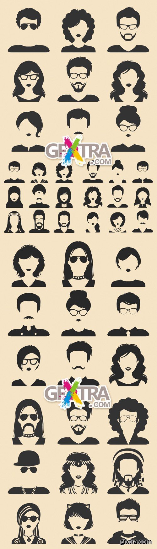 Male & Female Faces Icons Vector
