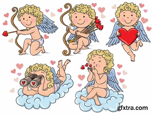 Illustrations of happy and funny kids and children - 25 Eps