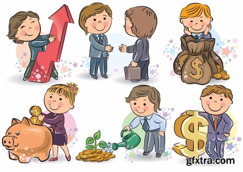 Illustrations of happy and funny kids and children - 25 Eps