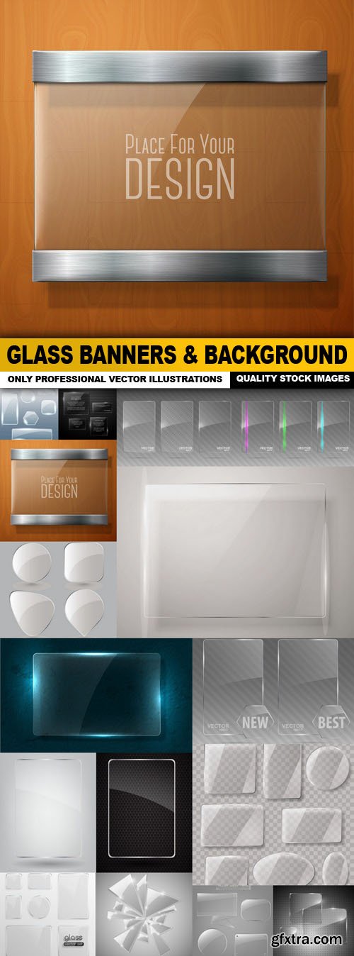 Glass Banners &amp; Background - 15 Vector