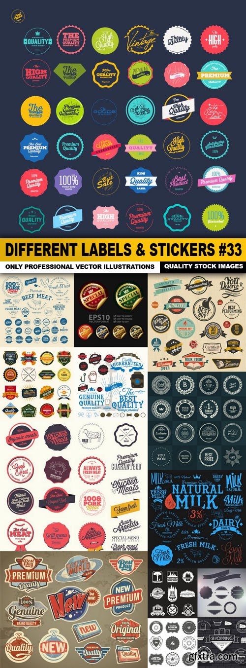 Different Labels &amp; Stickers #33 - 14 Vector