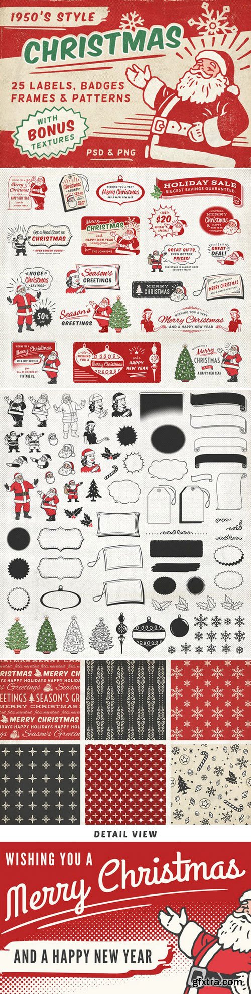 CM - Retro Christmas Labels, Badges 404506