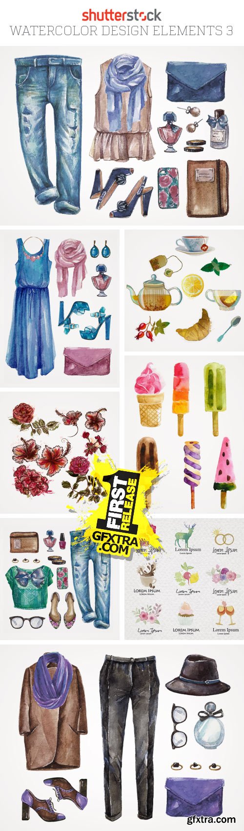 Amazing SS - Watercolor Design Elements 3, 25xEPS