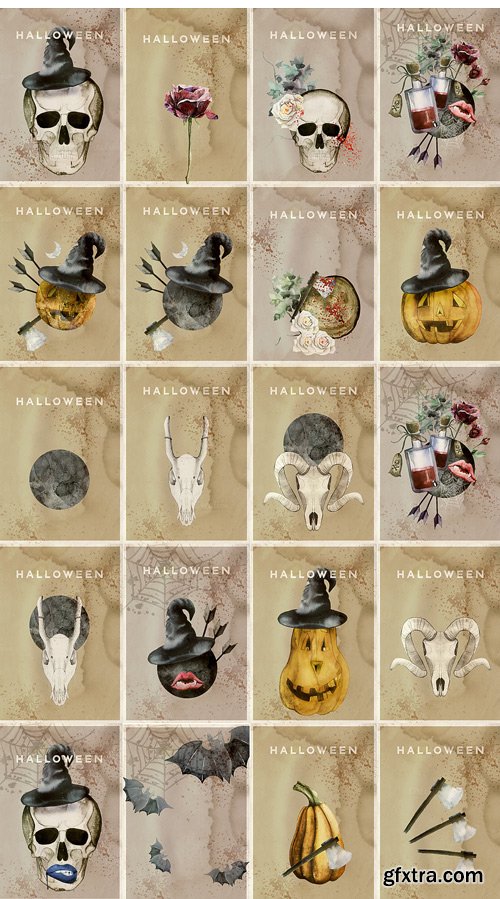 CM 388599 - Watercolor Halloween Vintage Set