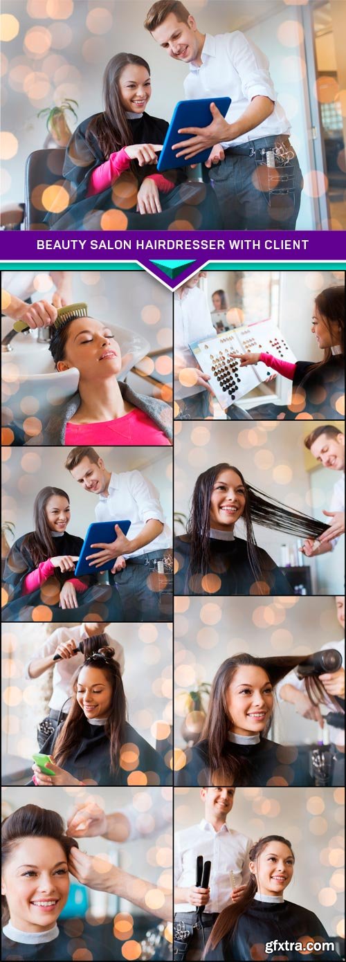 Beauty salon hairdresser with client 8x JPEG