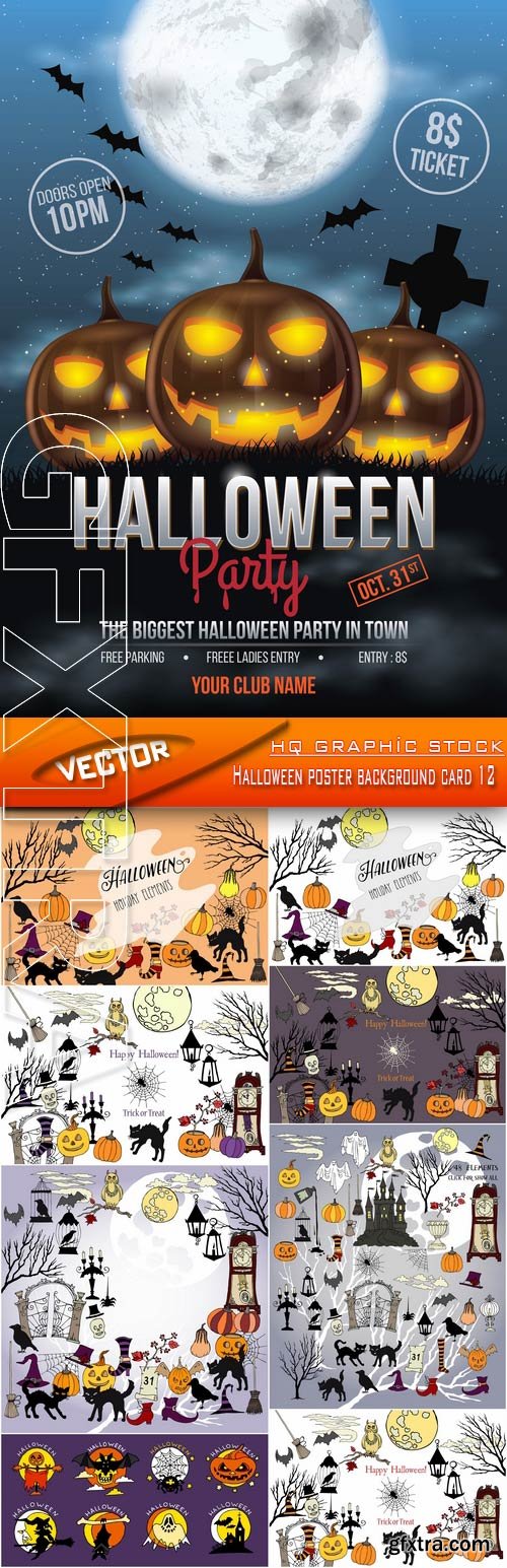 Stock Vector - Halloween poster background card 12