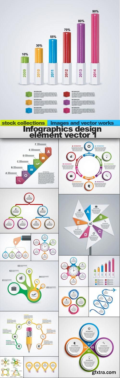 Infographics design element vector 1,  15 xEPS
