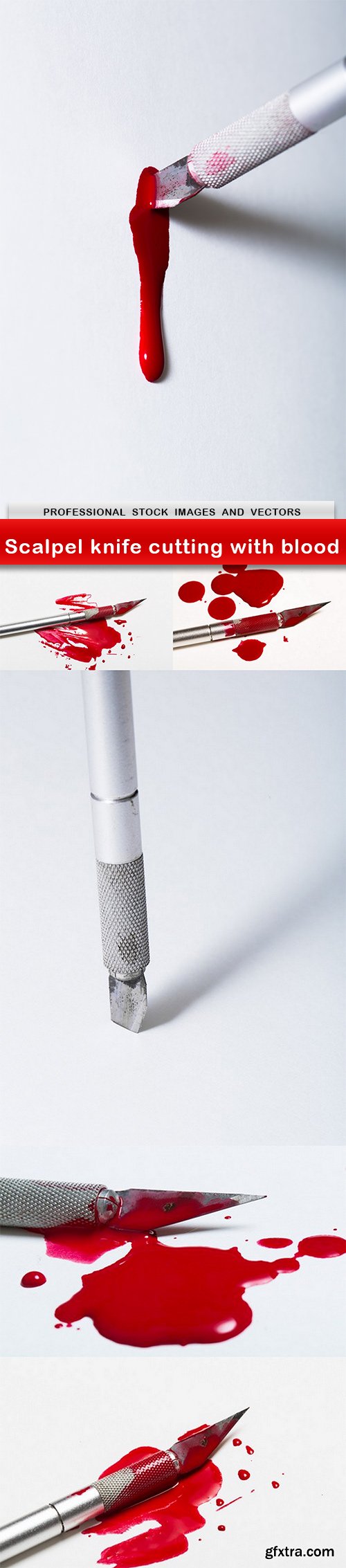 Scalpel knife cutting with blood - 6 UHQ JPEG