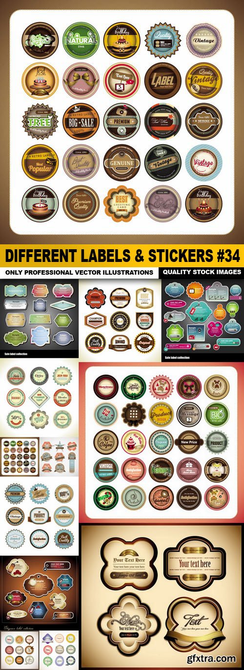 Different Labels &amp; Stickers #34 - 12 Vector