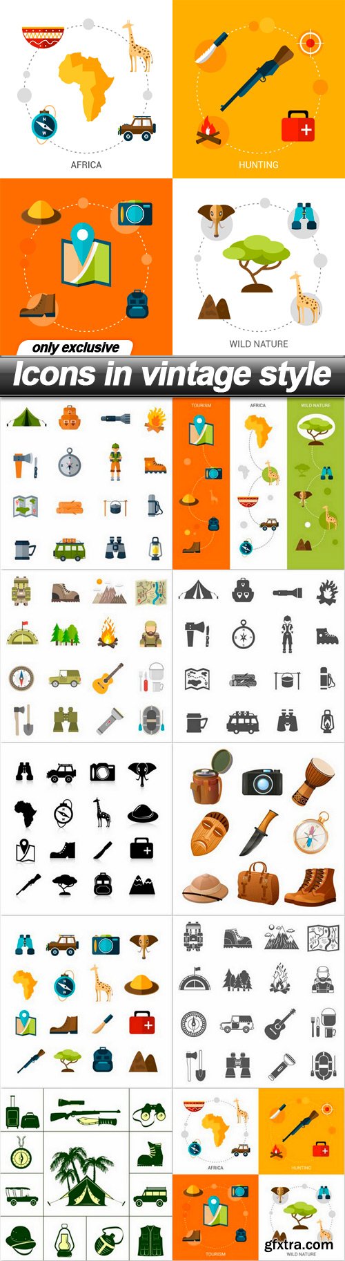 Icons in vintage style - 10 EPS