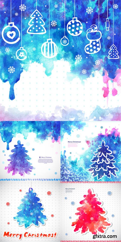 5 Watercolor Christmas Illustrations 5 Watercolor Christmas Illustrations