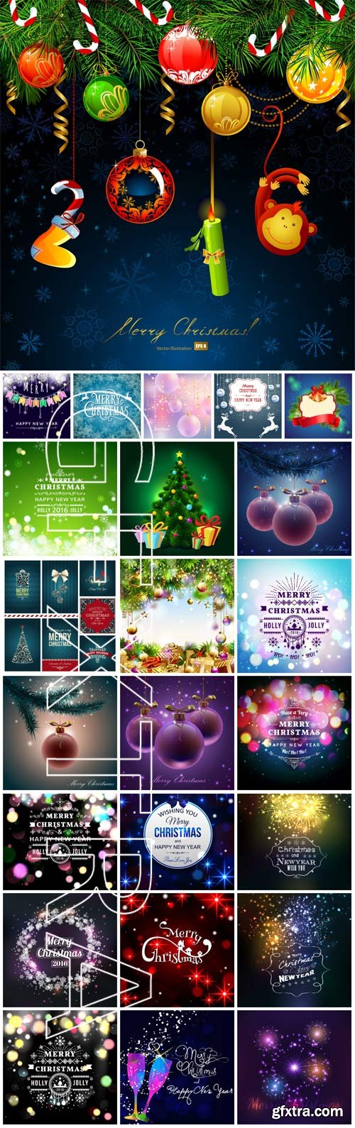 Merry Christmas, New Year vector, backgrounds, Santa Claus, Christmas tree, winter