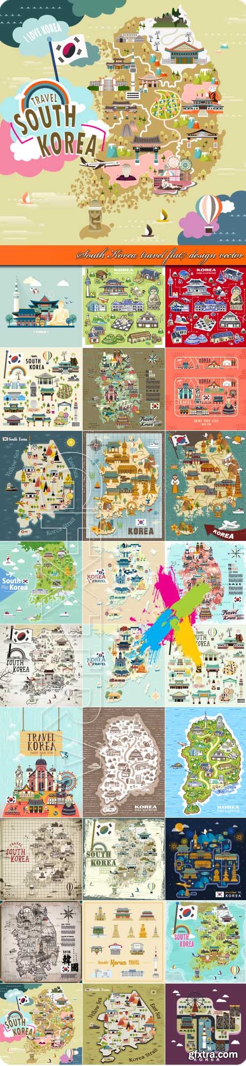 South Korea travel flat design vector