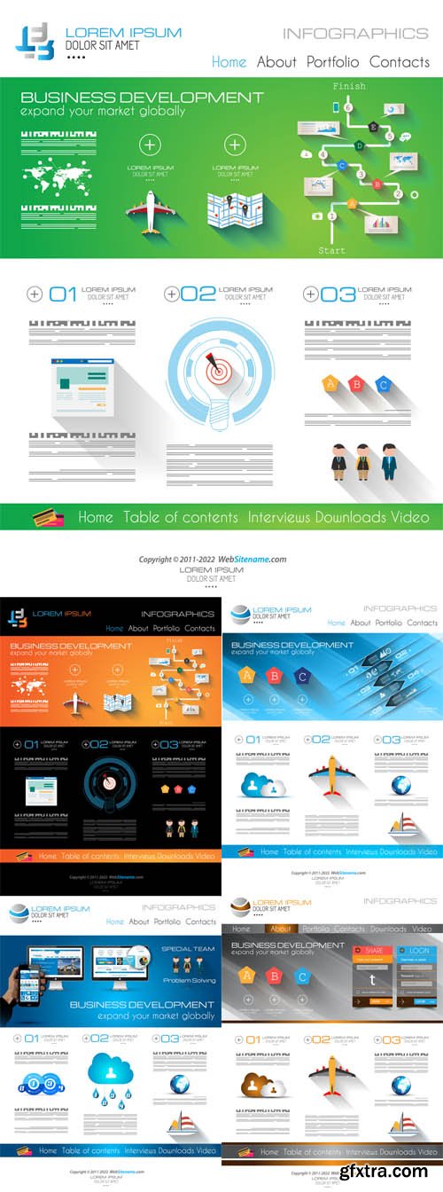 Web template with elements of flat Login Form