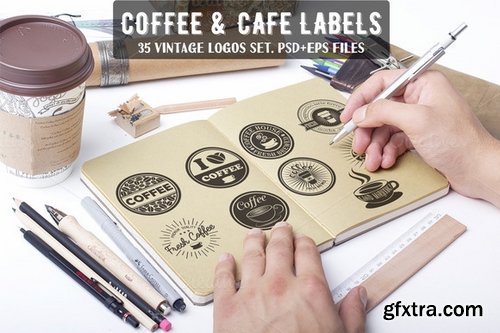 CM - 35 Coffee, Cafe &amp; Cake Logo Bundle 394804