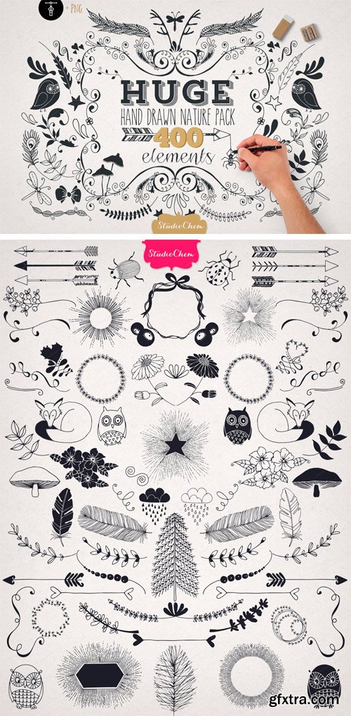 CM 50189 - HUGE Hand Drawn Nature Pack Elements CM 50189 - HUGE Hand Drawn Nature Pack Elements
