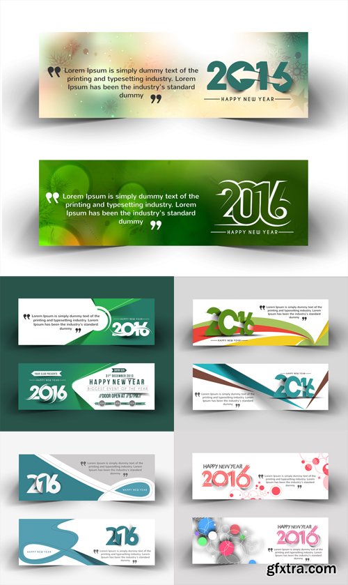 Happy New Year Banners Vector Set